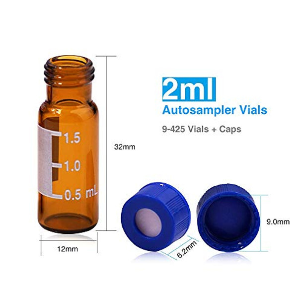 Syringe Filter Sterile PES Hydrophilic Filtration 0.22um Pore Size, 33mm and Autosampler Vials 2ml HPLC Vials 9-425 Vial Amber Glass Bottles