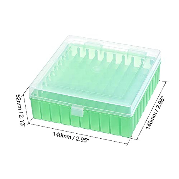 uxcell Centrifuge Tube Freezer Storage Box 100 Places Waterproof Polypropylene Lockable Cryogenic Holder Rack for 1.5/1.8/2ml Microcentrifuge Tubes Vials Samples, Green