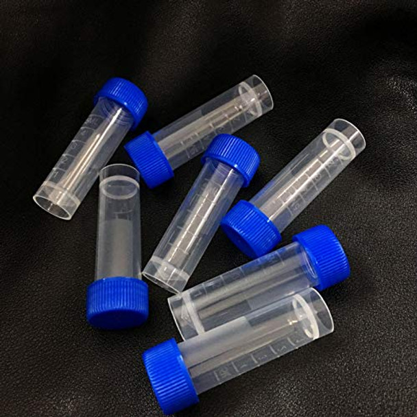 erduoduo 50PCS Plastic Graduated Vial Tube with ScrewTest Tubes Screw Caps Small Bottle Vial Storage Vial Storage Container for Lab(5ml)