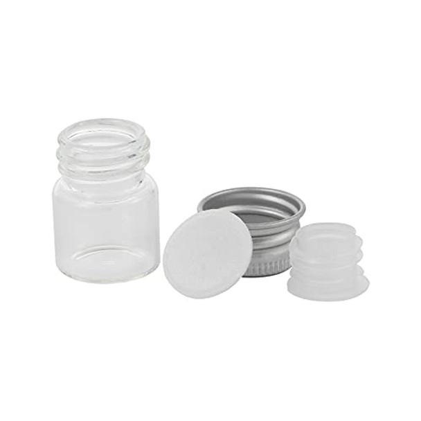 5ml Glass Vials with Screw Caps and Plastic Stoppers, Small Clear Liquid Sample Vial, Leak-Proof Vial, 50PCS