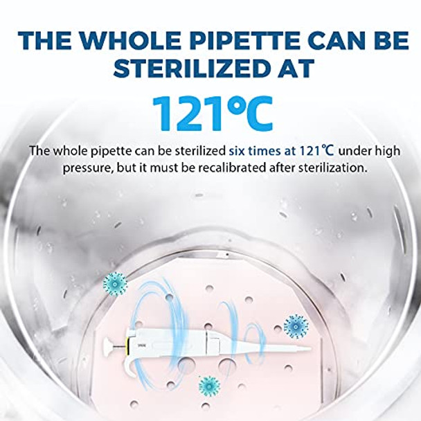 BAOSHISHAN Micropipette Whole Vessel Sterilization Single Channel Pipettor Adjustable Volume Pipette Bonus 12 Pipette Tips for Scientific Lab and School (10-100μl)