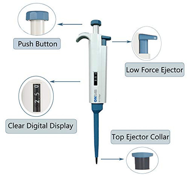 ONiLAB 2-10ML Lab Micropipette, Single Channel Pipette,Adjustable Volume Pipette, Micro Pipettes, High Precision Pipettor,Autoclavable