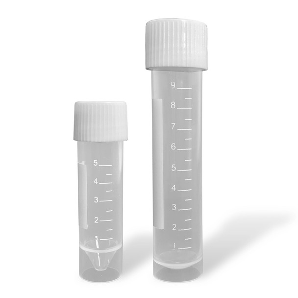 Transport Tube, sterile, 16 x 60mm, 5ml, with screw-cap, printed graduations, self-standing, 100 tubes per bag, with caps attached, 1000/cs