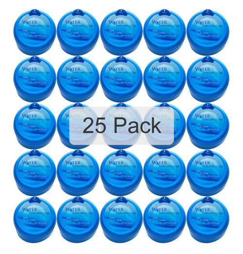 Pack of 25-3 & 5 Gallon Water Bargain Premium Water Cooler Jug Non Spill BPA-FREE Bottle caps