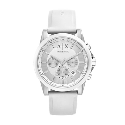 Mens Outerbanks Multi-Dial White Silicone Watch Silver & White Dial