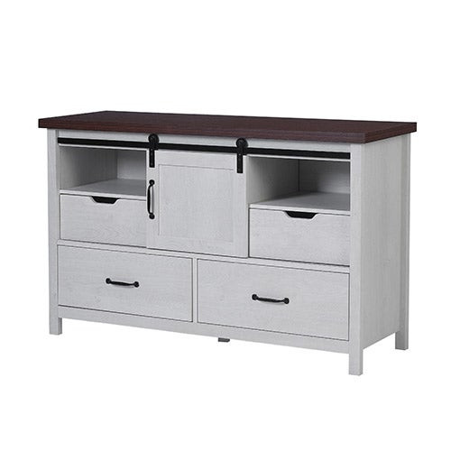 Siena 47.25" Four Drawer Sideboard White & Walnut