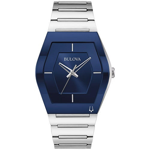 Mens Gemini Silver-Tone Stainless Steel Watch Blue Dial