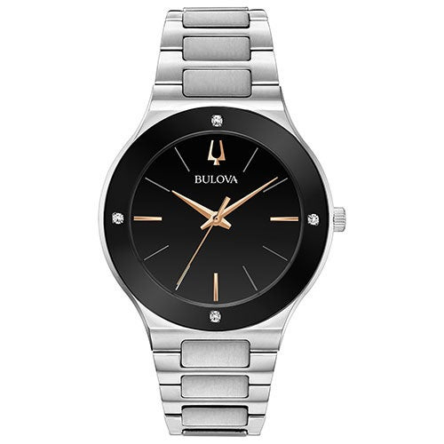 Mens Millenia Silver-Tone Watch Black Dial