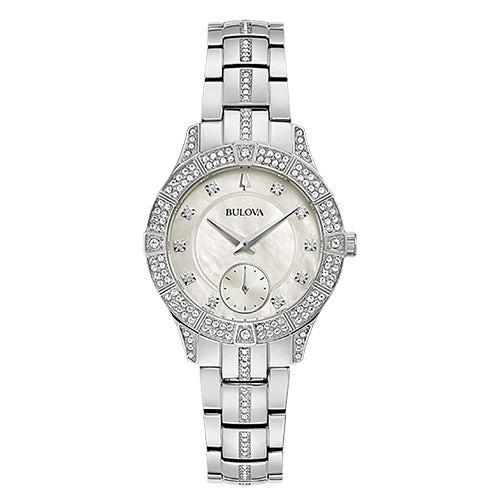 Ladies Phantom Silver Crystal Watch White Mother-of-Pearl Dial
