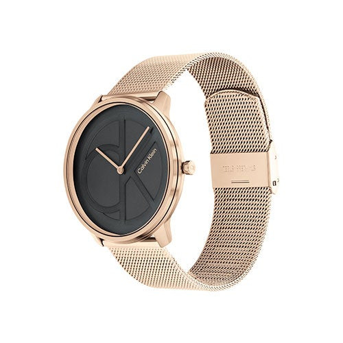 Unisex CK Carnation Gold Stainless Steel Mesh Watch Black Dial