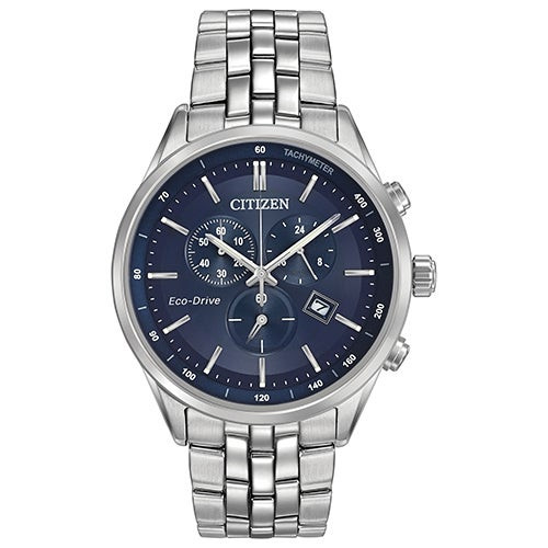 Mens Corso Eco-Driver Silver-Tone Stainless Steel Watch Blue Dial