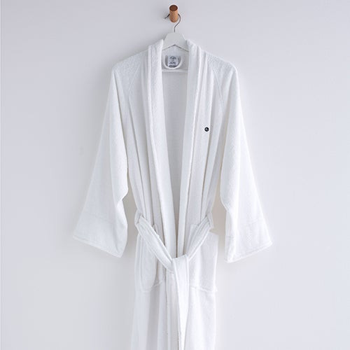 Low Lint Terry Bath Robe - Large White