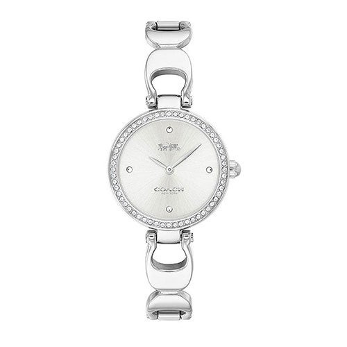 Ladies Park Silver-Tone Stainless Steel Crystal Bangle Watch Silver Dial