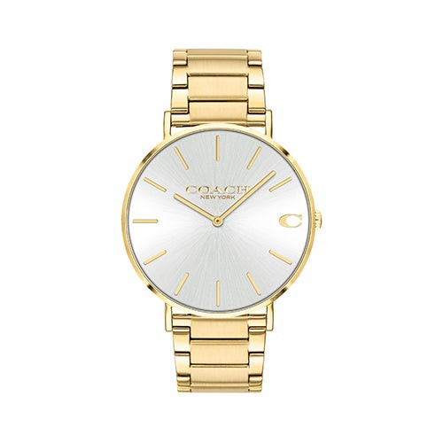 Mens Charles Gold-Tone Stainless Steel Watch Silver Dial
