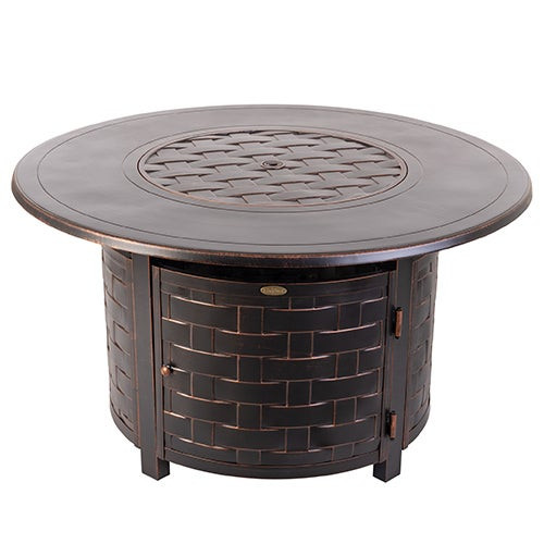 Perissa Woven Round Cast Aluminum LPG Fire Pit