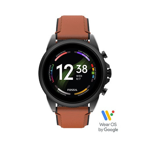 Men's Gen 6 Brown Leather Strap Smartwatch w/ Heart Rate