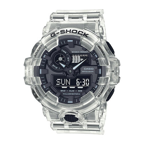 Mens Transparent White Resin Analog/Digital Watch Black Dial