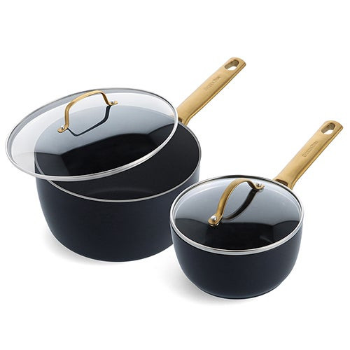 Reserve Ceramic 1.5qt & 3qt Saucepan Set Black