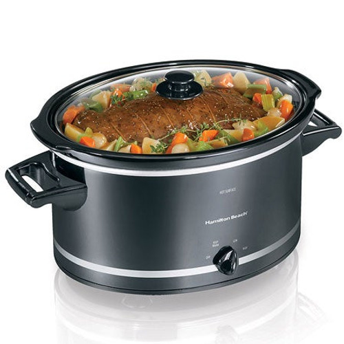 8qt Slow Cooker Black/Silver