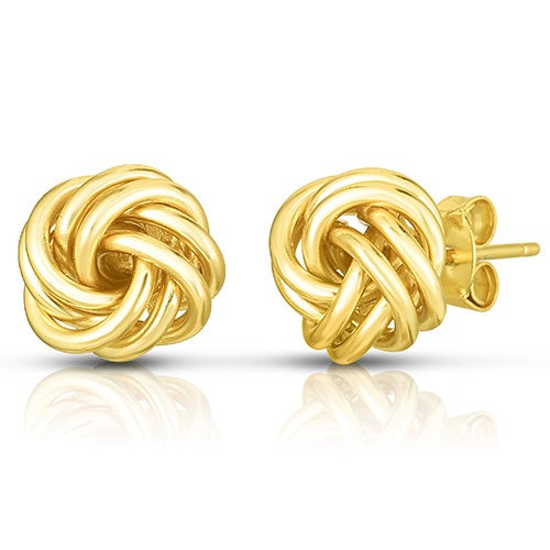 Sterling Silver Love Knot Earrings Yellow Gold