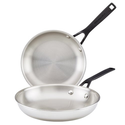 5-Ply Clad Stainless Steel 2pc Fry Pans 8" & 10"
