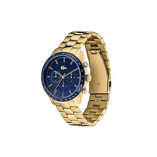 Mens Boston Chronograph Gold-Tone Stainless Steel Watch Navy Dial