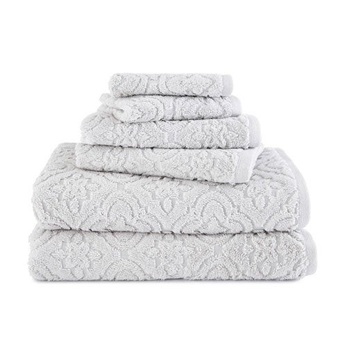 Medallion Textured 6pc Towel Set Harpoon Gray