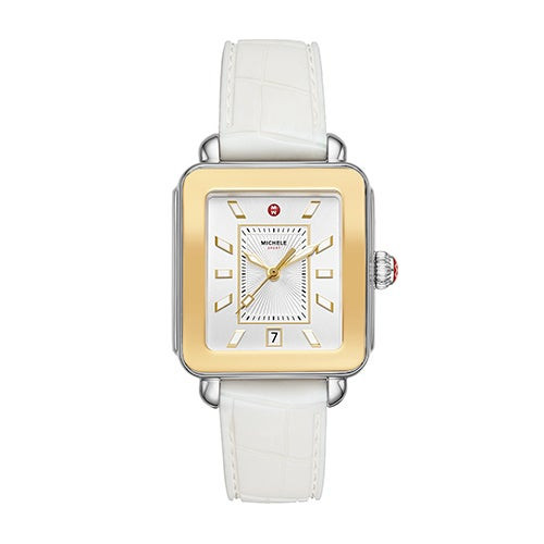 Ladies Deco Sport Two-Tone White Silicone Watch Silver White Dial