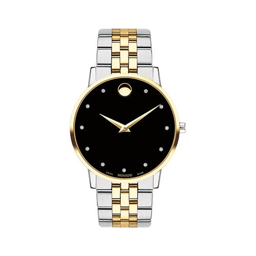 Mens Museum Classic Two-Tone Diamond Marker Watch Black Dial