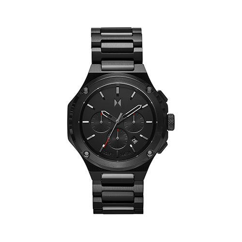 Mens Raptor Molten Black Chronograph Stainless Steel Watch Black Dial