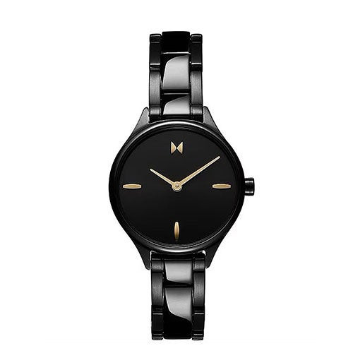 Ladies Reina Black Ion-Plated Stainless Steel Watch Black Dial