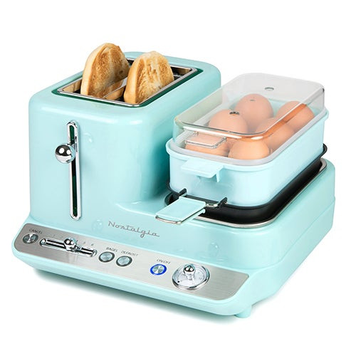 3-in-1 Breakfast Station w/ Toaster Aqua