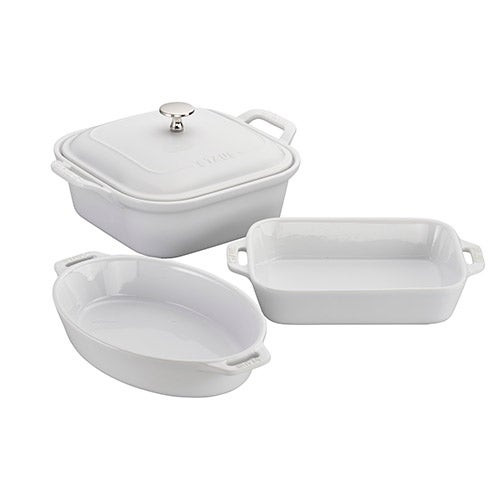4pc Ceramic Baking Dish Set White