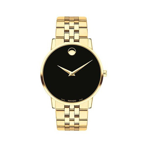 Mens Museum Gold-Tone Stainless Steel Watch Black Dial