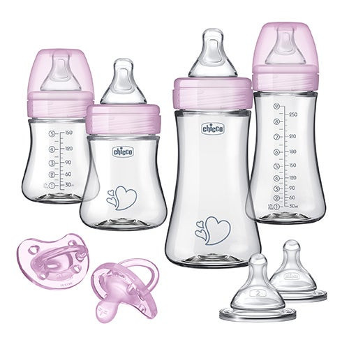 Duo Newborn Hybrid Baby Bottle Starter Gift Set, Pink