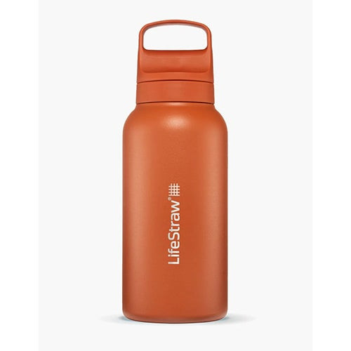 LifeStraw Go 1L Stainless Steel Filtered Water Bottle Kyoto Orange