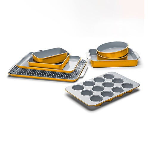 11pc Non-Toxic Nonstick Ceramic Mega Bakeware Set Marigold