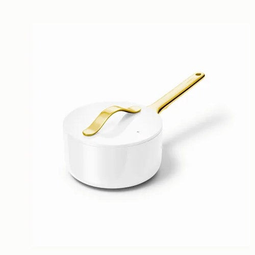 1.75qt Iconics Nonstick Ceramic Saucepan White/Gold