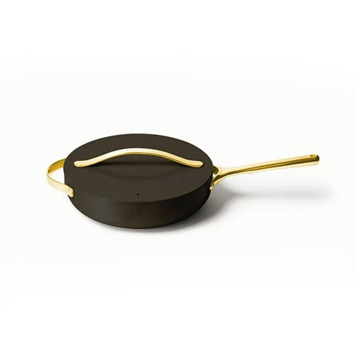 4.5qt Iconics Nonstick Ceramic Saute Pan w/ Lid Black/Gold