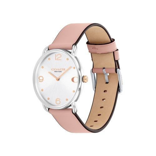 Ladies' Elliot Silver & Blush Leather Strap Watch, Silver Dial