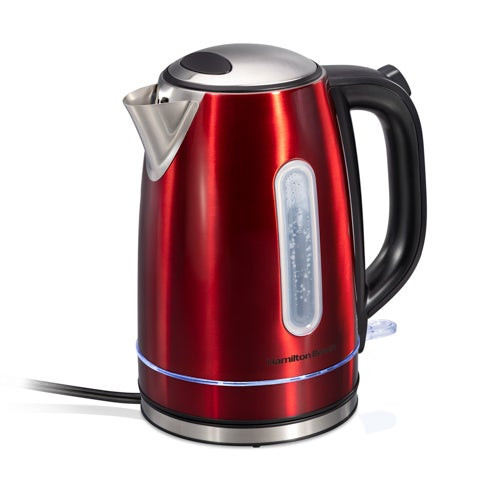 1.7L Stainless Steel Electric Kettle w/ LED Ring Red