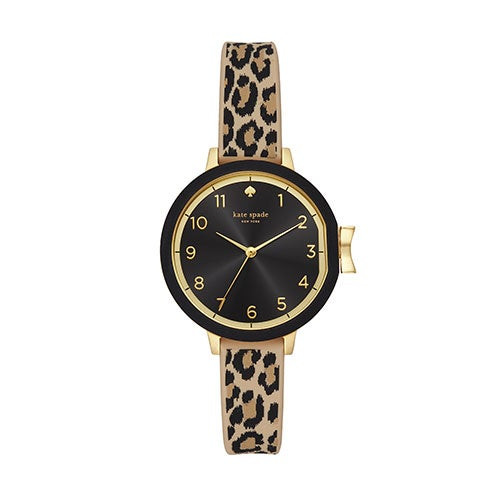 Ladies Park Row Leopard Print Watch Black Dial
