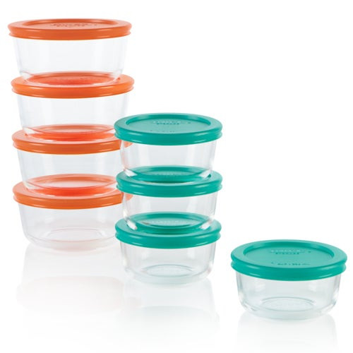 Simply Store 16pc Small Round Glass Food Storage Set Mixed Colors