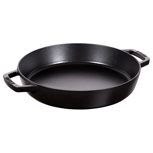 13" Cast Iron Double Handle Fry Pan Black Matte