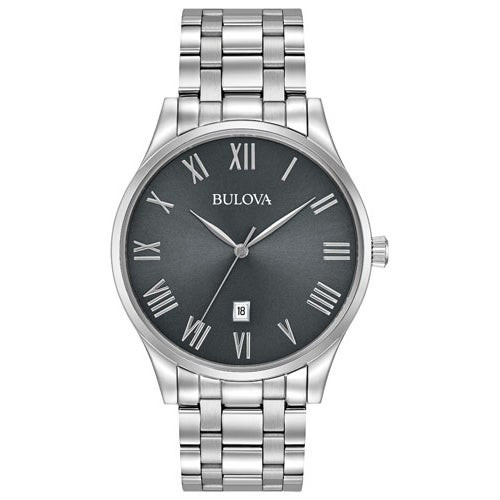 Men's Classic Silver-Tone Stainless Steel Watch, Gunmetal Dial