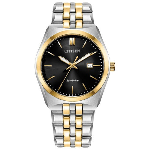 Men's Corso Eco-Drive Two-Tone Stainless Steel Watch, Black Dial