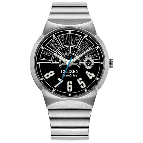 Men's Millennium Falcon Hyperdrive Eco-Driver Silver-Tone SS Watch, Black Dial
