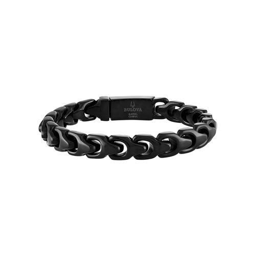 Bulova Link  8mm Black Stainless Steel Bracelet 8.5"