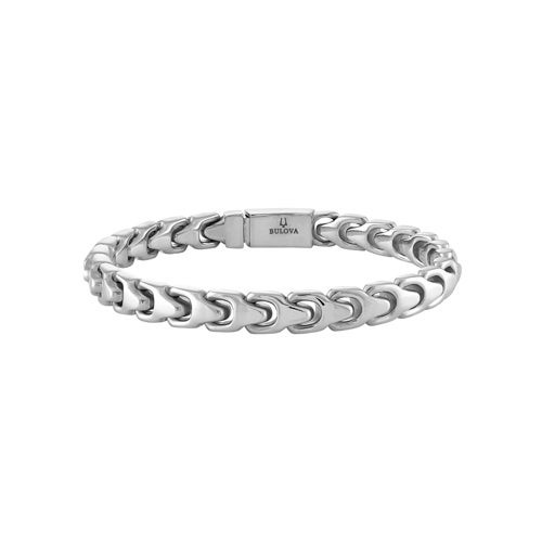 Bulova Link  8mm Silver-Tone Stainless Steel Bracelet 8.5"