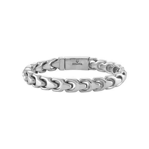 Bulova Link 10mm Silver-Tone Stainless Steel Bracelet 8.5"